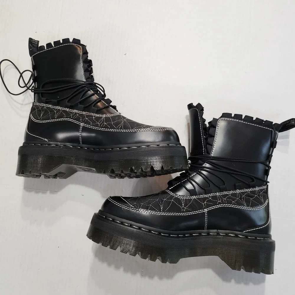Unisex Size M8/W9 Dr. Martens Platform Boots Jadon Frill Smooth Leather Black